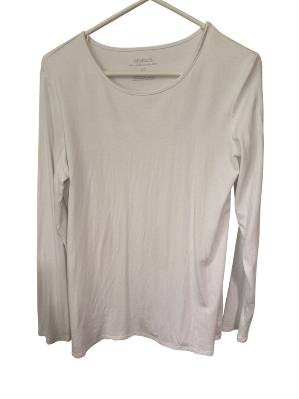 Chico's The Ultimate Tee White Long Sleeve Top Womans 1/M